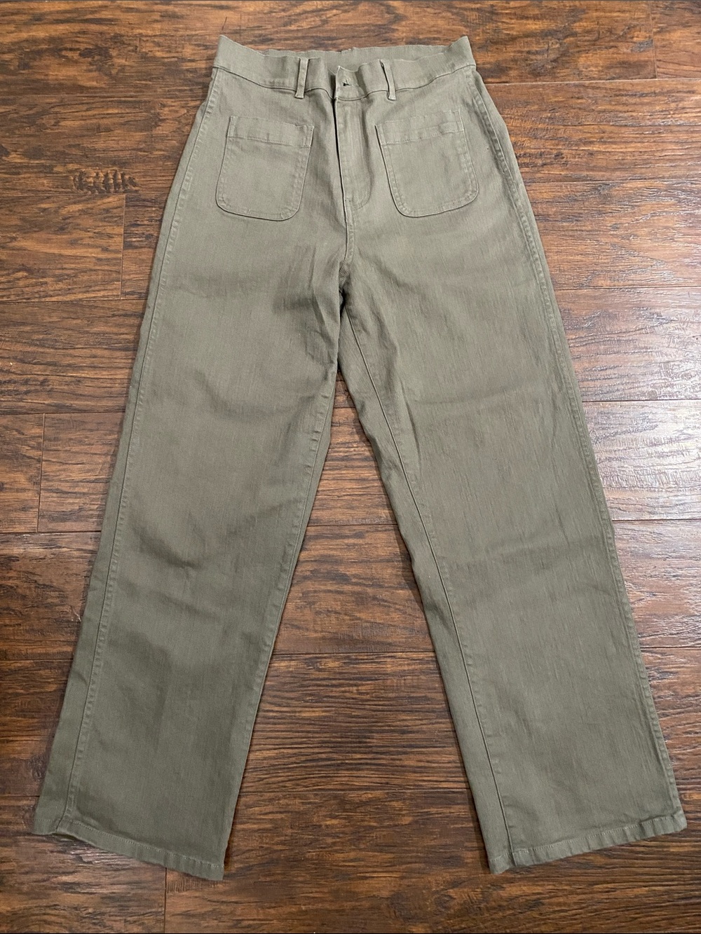 bohme Olive Green Cropped Straight-Leg Pants